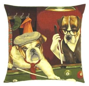 dogs playing pool