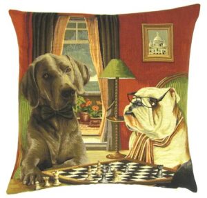dogs playing chess
